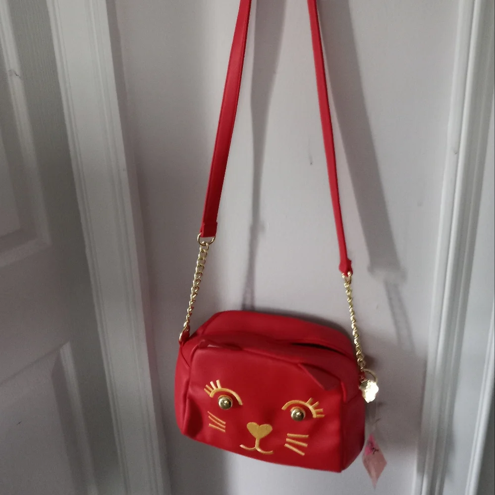Betsey Johnson Red Emma Cat Purse- NEW - Picture 2 of 3